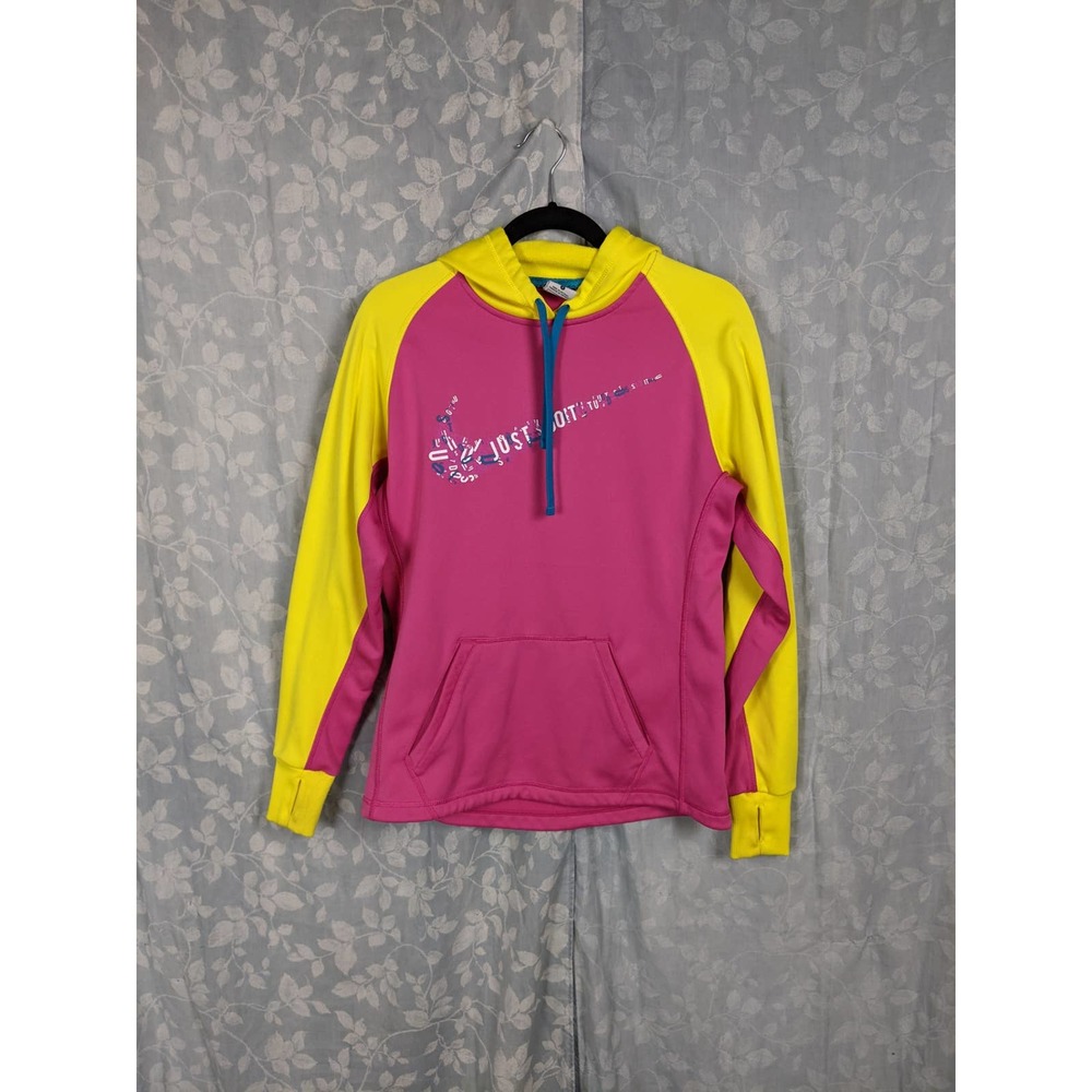 Nike Neon Color Block Just Do It Hoodie Small